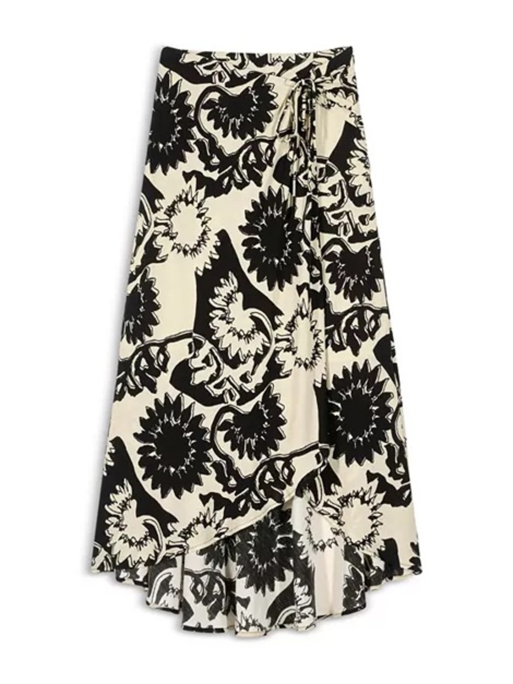 Ba&sh Fybo Black and Cream Midi Skirt